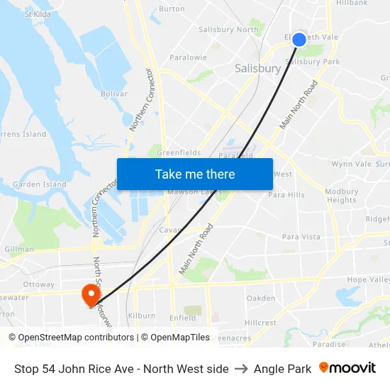 Stop 54 John Rice Ave - North West side to Angle Park map