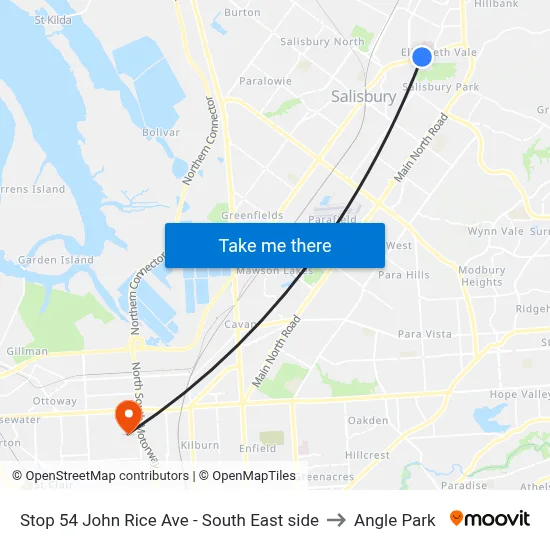 Stop 54 John Rice Ave - South East side to Angle Park map
