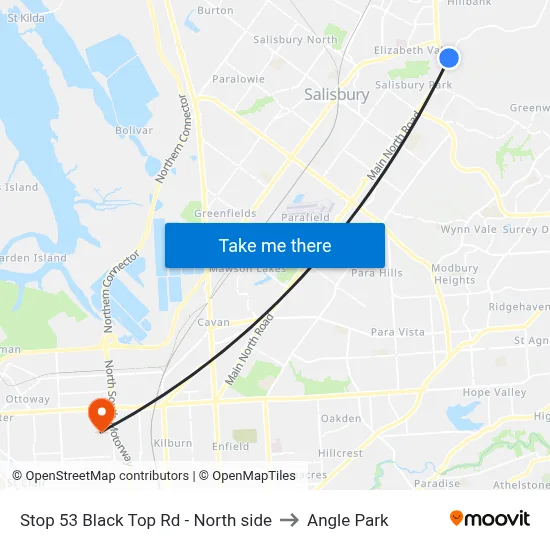 Stop 53 Black Top Rd - North side to Angle Park map