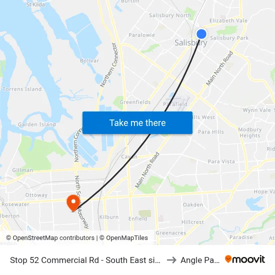 Stop 52 Commercial Rd - South East side to Angle Park map