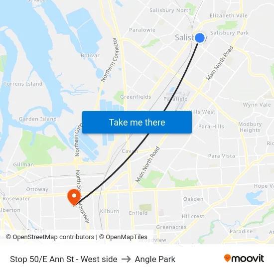 Stop 50/E Ann St - West side to Angle Park map