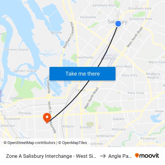 Zone A Salisbury Interchange - West Side to Angle Park map