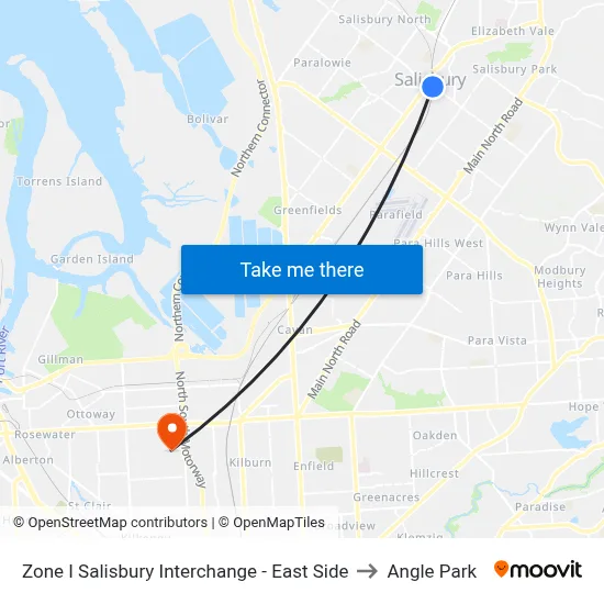Zone I Salisbury Interchange - East Side to Angle Park map