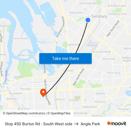 Stop 45D Burton Rd - South West side to Angle Park map