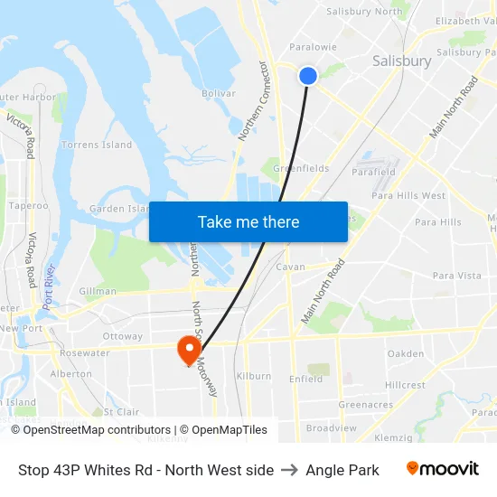 Stop 43P Whites Rd - North West side to Angle Park map