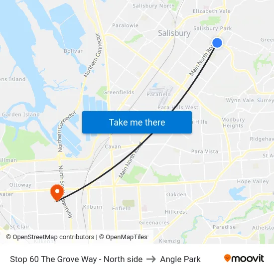 Stop 60 The Grove Way - North side to Angle Park map