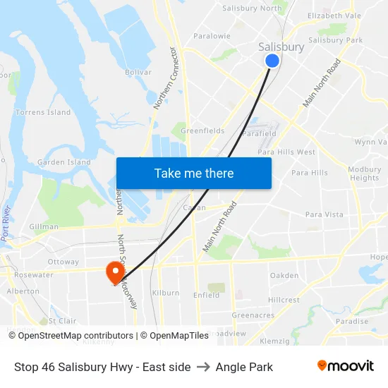 Stop 46 Salisbury Hwy - East side to Angle Park map