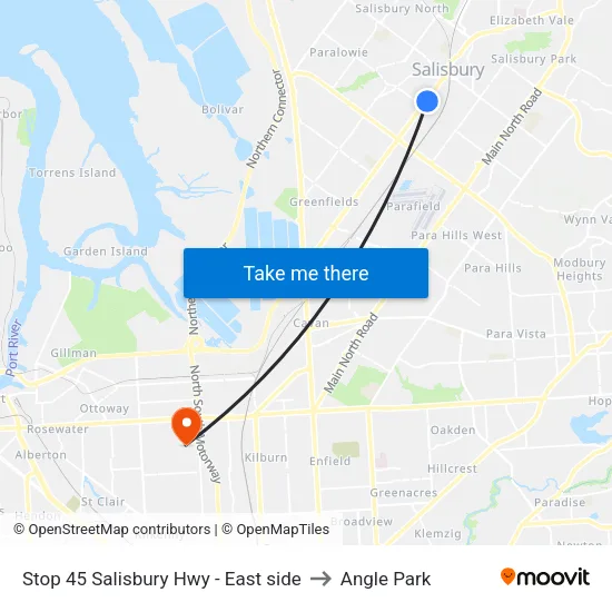 Stop 45 Salisbury Hwy - East side to Angle Park map