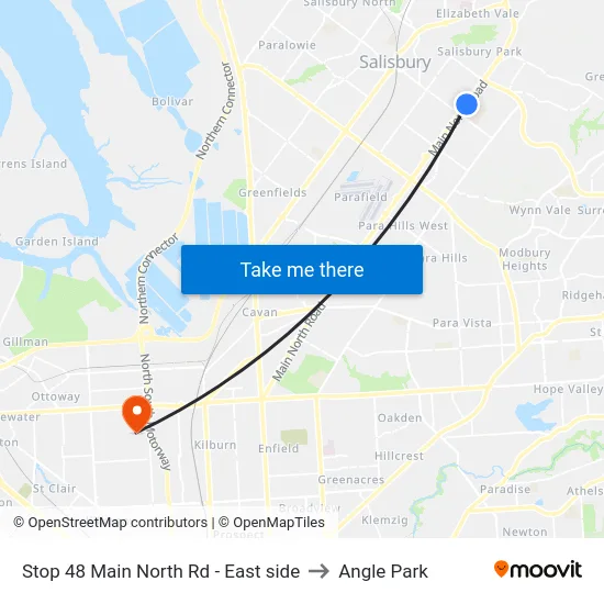 Stop 48 Main North Rd - East side to Angle Park map