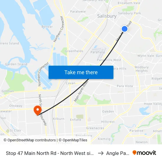 Stop 47 Main North Rd - North West side to Angle Park map