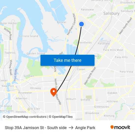 Stop 39A Jamison St - South side to Angle Park map