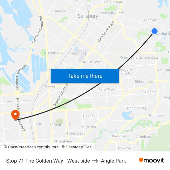 Stop 71 The Golden Way - West side to Angle Park map