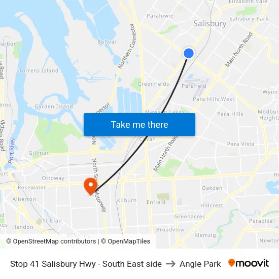 Stop 41 Salisbury Hwy - South East side to Angle Park map