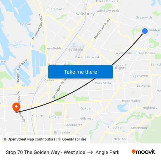 Stop 70 The Golden Way - West side to Angle Park map
