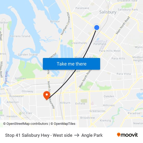 Stop 41 Salisbury Hwy - West side to Angle Park map