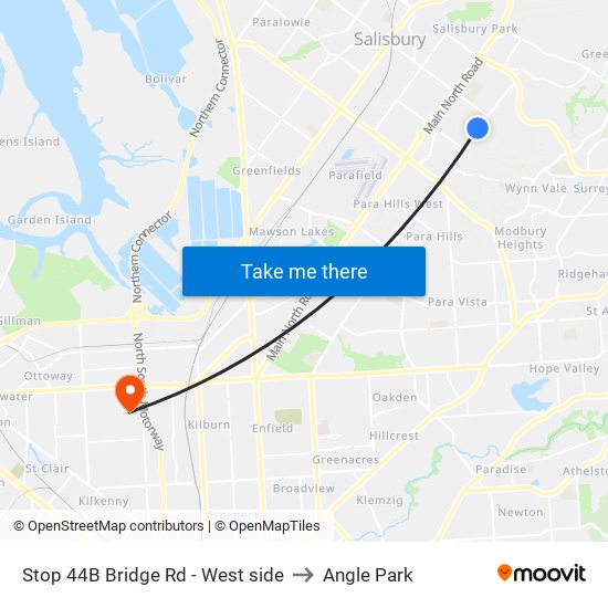 Stop 44B Bridge Rd - West side to Angle Park map