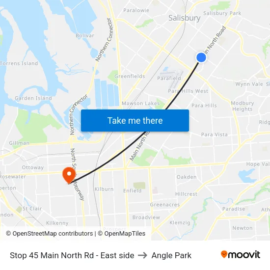 Stop 45 Main North Rd - East side to Angle Park map