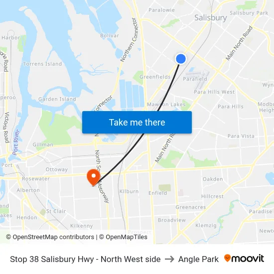 Stop 38 Salisbury Hwy - North West side to Angle Park map