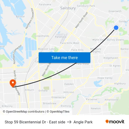 Stop 59 Bicentennial Dr - East side to Angle Park map