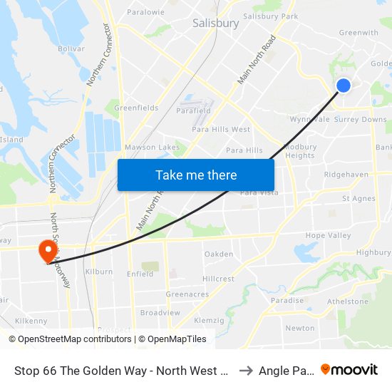 Stop 66 The Golden Way - North West side to Angle Park map