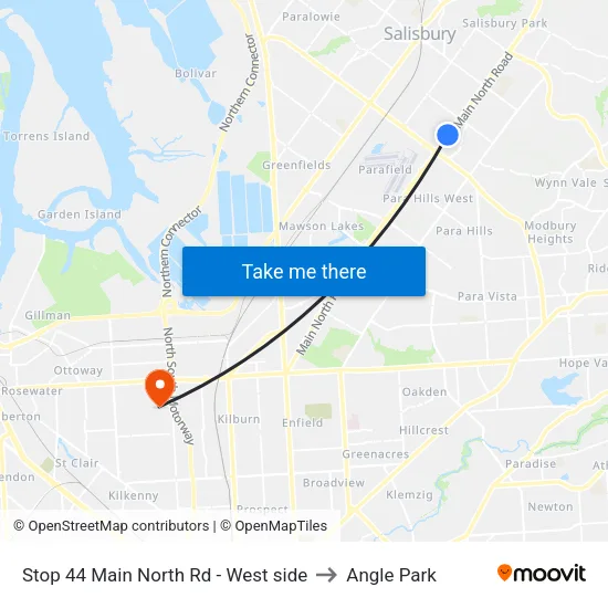 Stop 44 Main North Rd - West side to Angle Park map