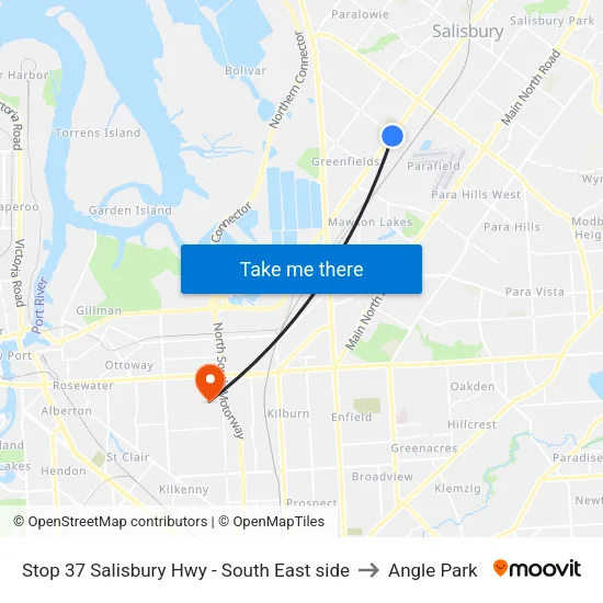 Stop 37 Salisbury Hwy - South East side to Angle Park map