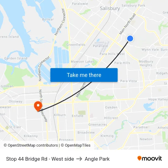 Stop 44 Bridge Rd - West side to Angle Park map