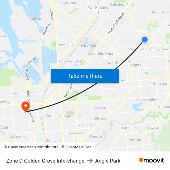 Zone D Golden Grove Interchange to Angle Park map