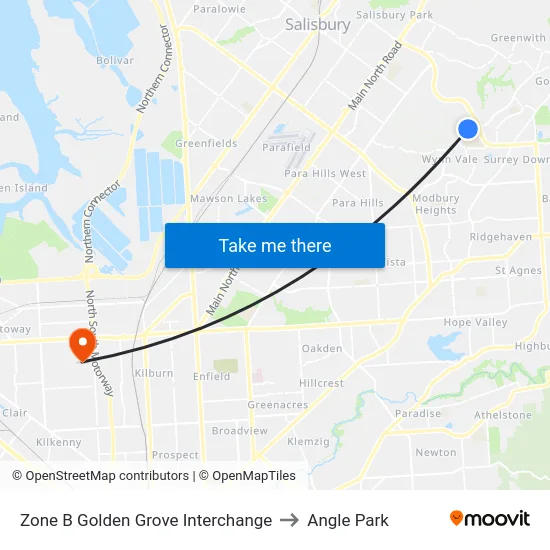Zone B Golden Grove Interchange to Angle Park map