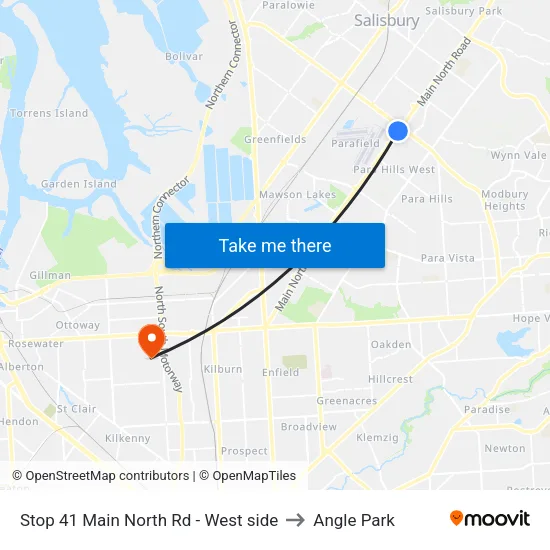 Stop 41 Main North Rd - West side to Angle Park map