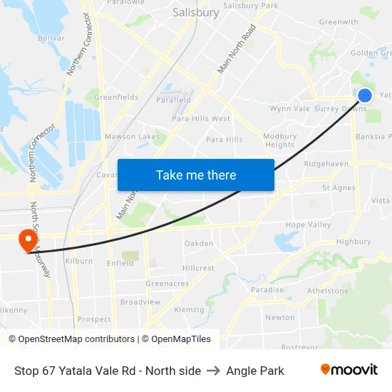 Stop 67 Yatala Vale Rd - North side to Angle Park map