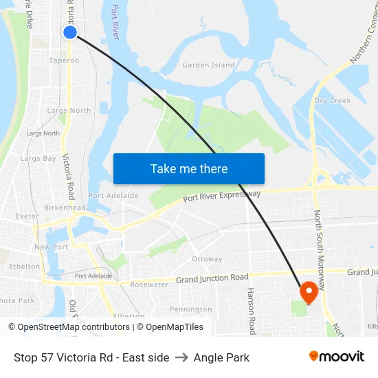 Stop 57 Victoria Rd - East side to Angle Park map