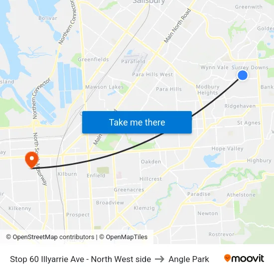 Stop 60 Illyarrie Ave - North West side to Angle Park map