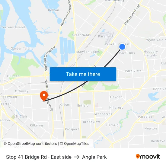 Stop 41 Bridge Rd - East side to Angle Park map