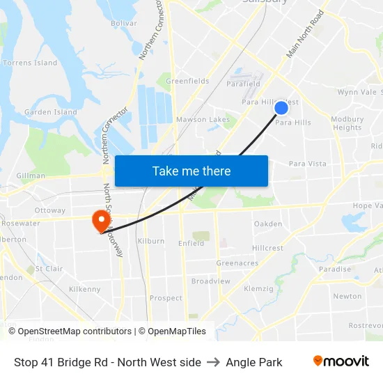 Stop 41 Bridge Rd - North West side to Angle Park map
