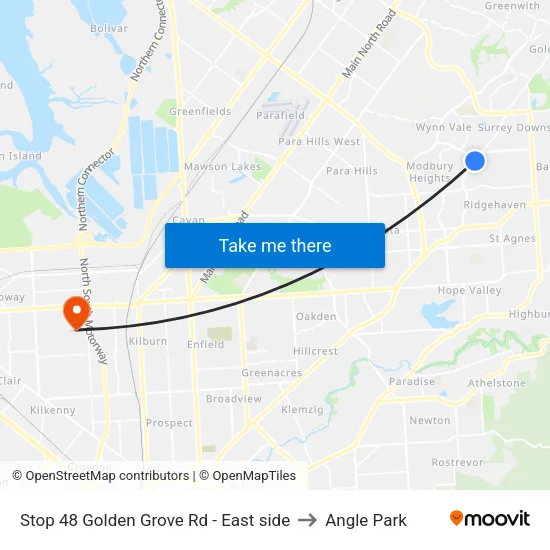 Stop 48 Golden Grove Rd - East side to Angle Park map