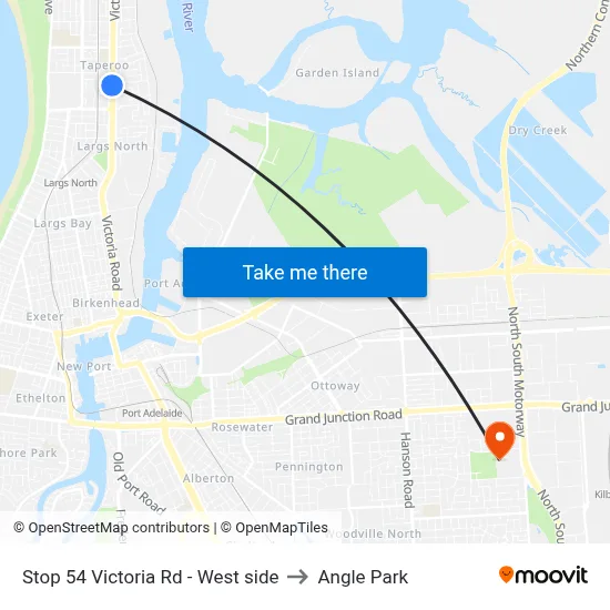 Stop 54 Victoria Rd - West side to Angle Park map