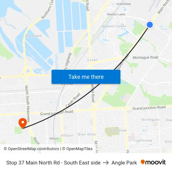 Stop 37 Main North Rd - South East side to Angle Park map