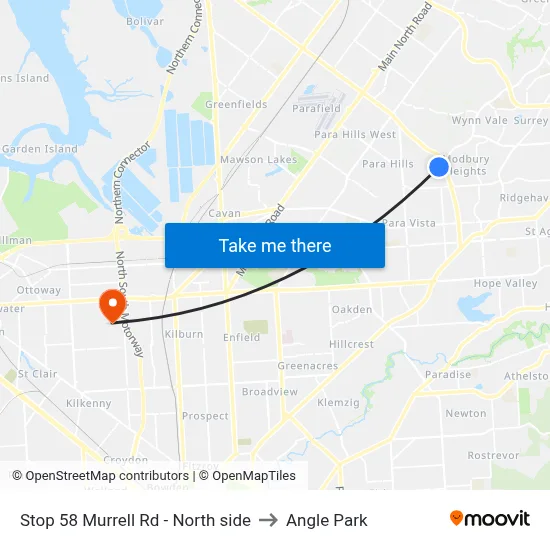 Stop 58 Murrell Rd - North side to Angle Park map