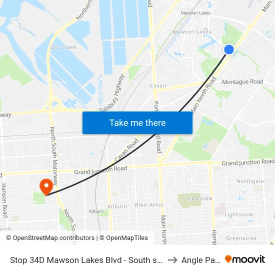 Stop 34D Mawson Lakes Blvd - South side to Angle Park map