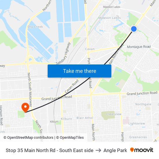 Stop 35 Main North Rd - South East side to Angle Park map