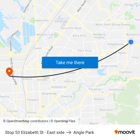 Stop 53 Elizabeth St - East side to Angle Park map