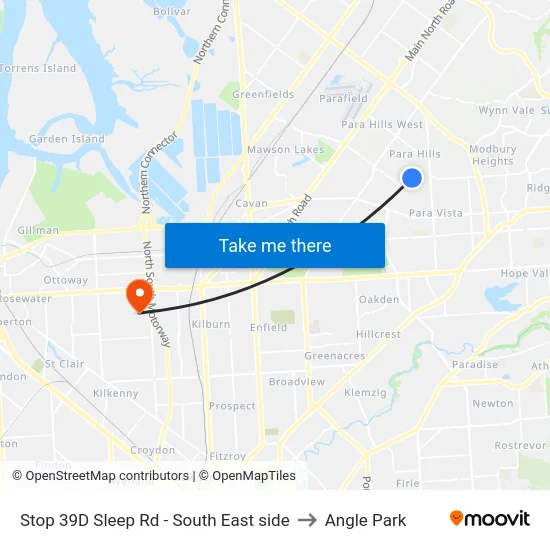 Stop 39D Sleep Rd - South East side to Angle Park map