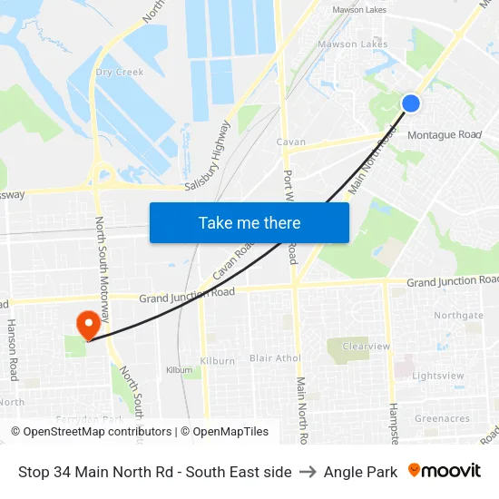 Stop 34 Main North Rd - South East side to Angle Park map