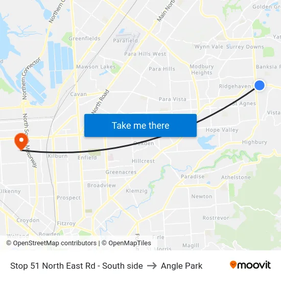 Stop 51 North East Rd - South side to Angle Park map