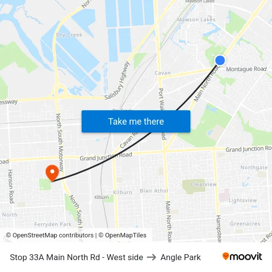 Stop 33A Main North Rd - West side to Angle Park map