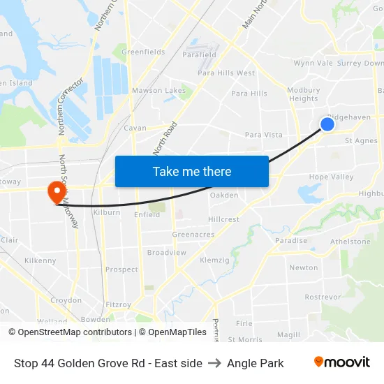 Stop 44 Golden Grove Rd - East side to Angle Park map