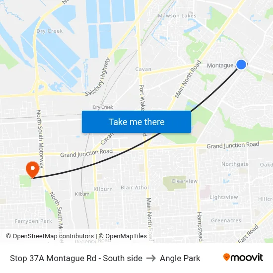 Stop 37A Montague Rd - South side to Angle Park map