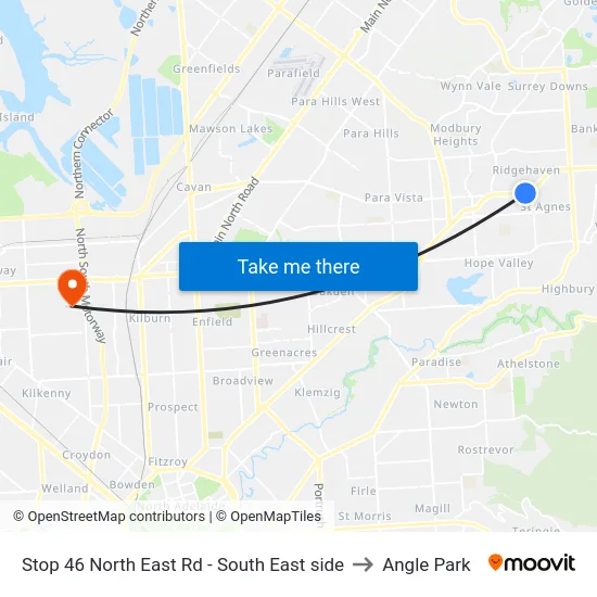 Stop 46 North East Rd - South East side to Angle Park map