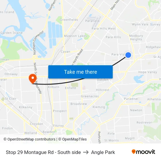 Stop 29 Montague Rd - South side to Angle Park map